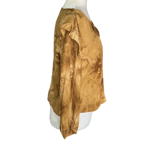 LN Madewell Tie-Dye Ruffle Shoulder Cropped Blouse in Egyptian Gold Tie Dye - M - Picture 9 of 16